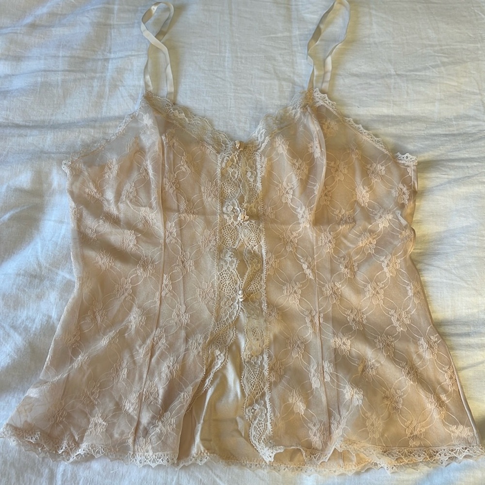 Vintage Y2K Gold Lace Tank Top